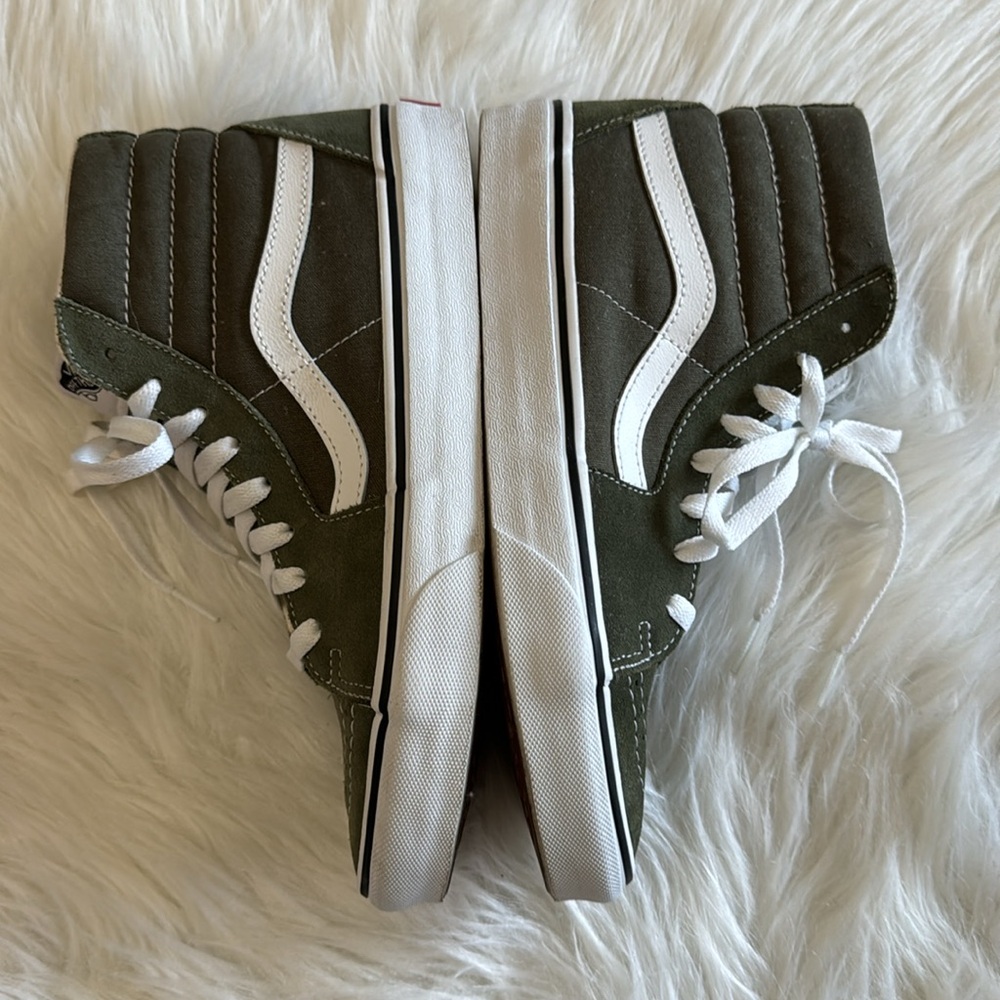 Vans Sk8 Hi Top Sneakers Olive Green Mens 7 Women’s 8.5 - Picture 10 of 12